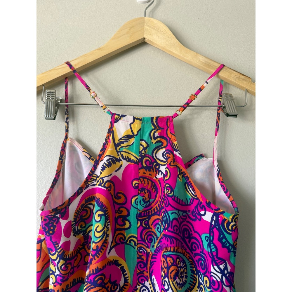 Lilly Pulitzer Silk Halter Mini Dress XS Pink Multi Floral Paisley Abstract - Picture 6 of 8